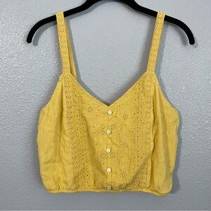 New American Eagle Yellow Floral Crop Tank Top Size M